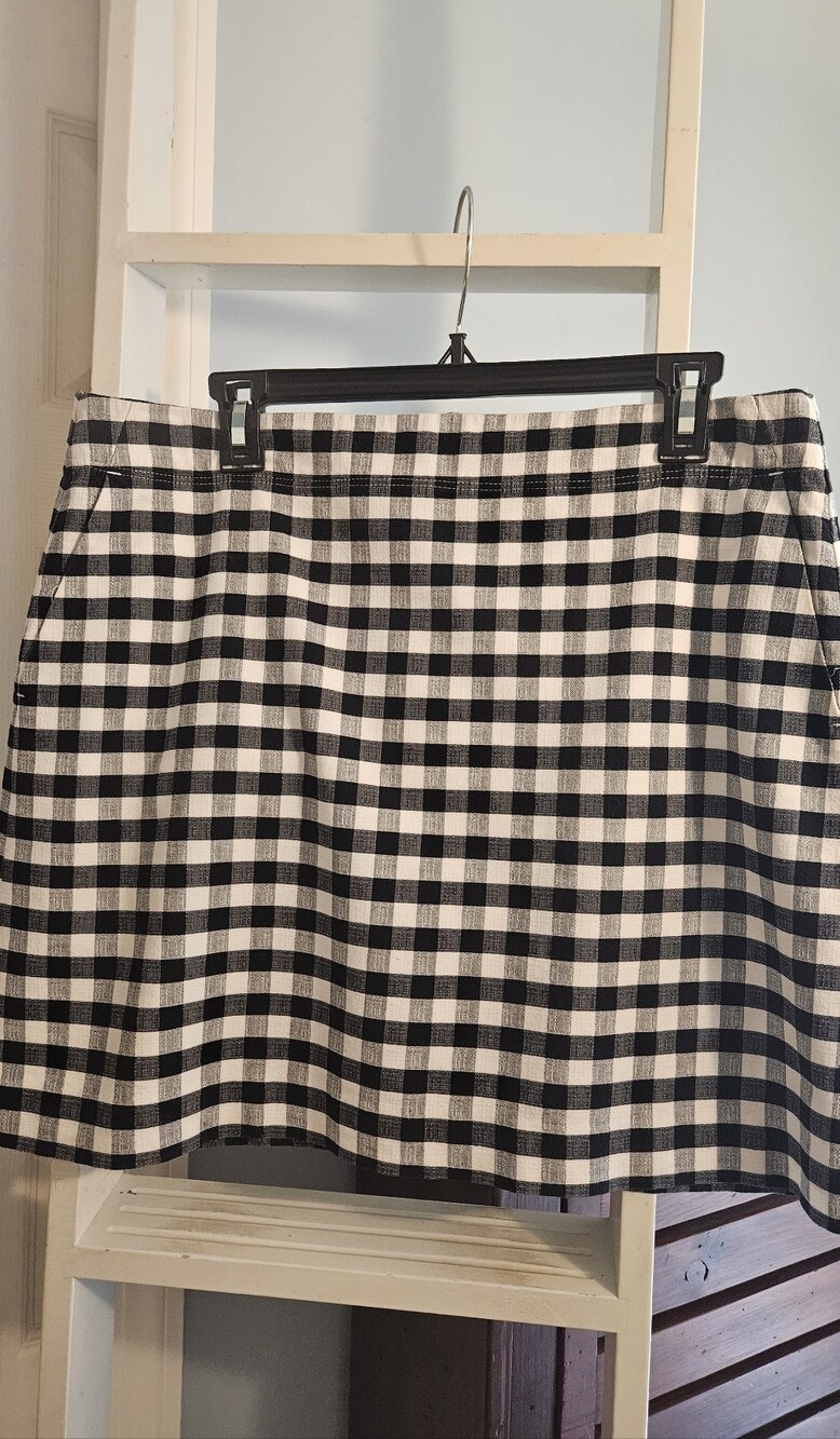 LOFT Black and White Gingham Mini Skirt
